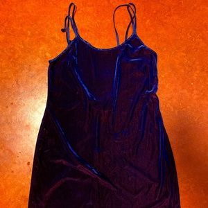 Blue Velvet Spaghetti Strap Dress